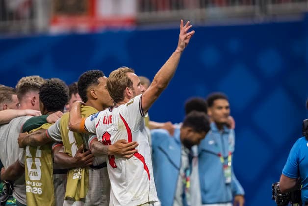 July 1, 2026, Atlanta, Georgia, USA: England celebrates and show their appreciation to their fans after winning their match against DR Congo during their World Cup: Round of 32 game at Atlanta Stadium in Atlanta, Georgia. Atlanta USA - ZUMAa161 20260701_aaa_a161_648 Copyright: xWalterxArcex xGMGx