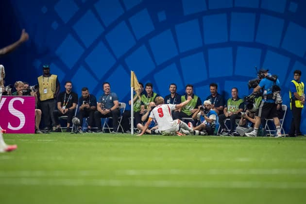 July 1, 2026, Atlanta, Georgia, USA: England forward Harry Kane (9) celebrates after scoring his second goal against DR Congo during their World Cup: Round of 32 match at Atlanta Stadium in ATLANTA, Georgia. England wins the game, 2:1 in regulation play. World Cup: Round Of 32: England Vs DR Congo: Harry Kane  - ZUMAa161 20260701_aaa_a161_485 Copyright: xWalterxArcex xGMGx