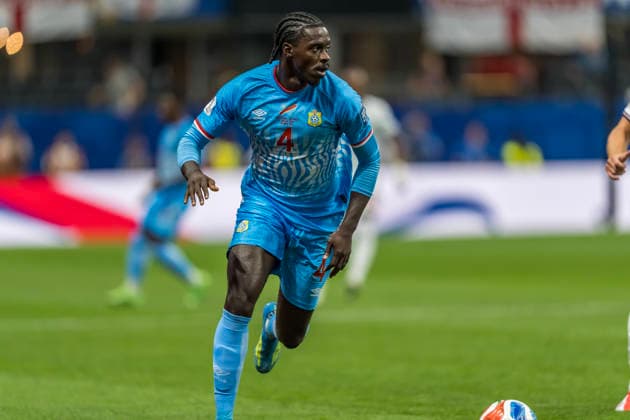 July 1, 2026, Atlanta, Georgia, USA: DR Congo defender Axel Tuanzebe (4) plays against England during their World Cup: Round of 32 match at Atlanta Stadium in Atlanta, Georgia. England wins the game, 2:1 in regulation play. World Cup: Round Of 32: England Vs DR Congo: Axel Tuanzebe  - ZUMAa161 20260701_aaa_a161_504 Copyright: xWalterxArcex xGMGx