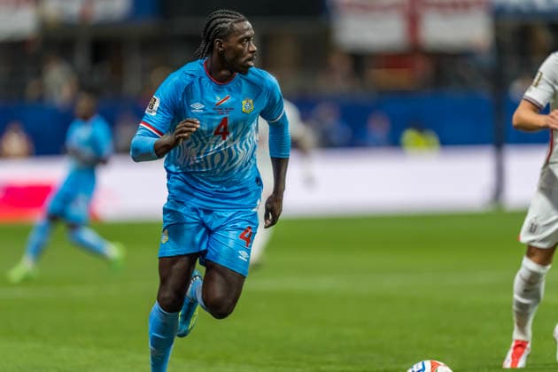 July 1, 2026, Atlanta, Georgia, USA: DR Congo defender Axel Tuanzebe (4) plays against England during their World Cup: Round of 32 match at Atlanta Stadium in Atlanta, Georgia. England wins the game, 2:1 in regulation play. World Cup: Round Of 32: England Vs DR Congo: Axel Tuanzebe  - ZUMAa161 20260701_aaa_a161_512 Copyright: xWalterxArcex xGMGx