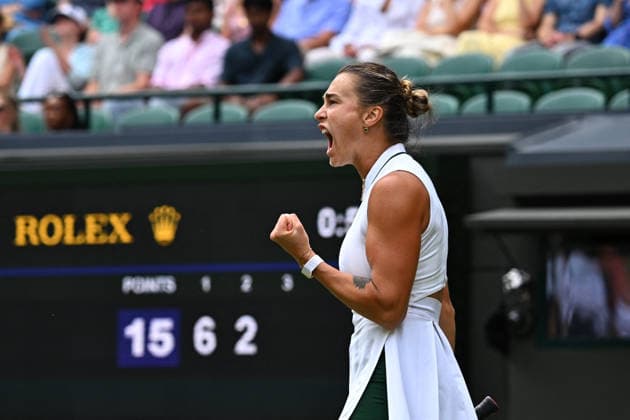 2026 Wimbledon - Aryna Sabalenka )Aryna Sabalenka (RUS) during her second round match at the 2025 Wimbledon Tennis Championships at the AELTC in London, GREAT BRITAIN, on JULY 1, 2026. Photo by Corinne Dubreuil ABACAPRESS.COM London  Copyright: xDubreuilxCorinne ABACAx
