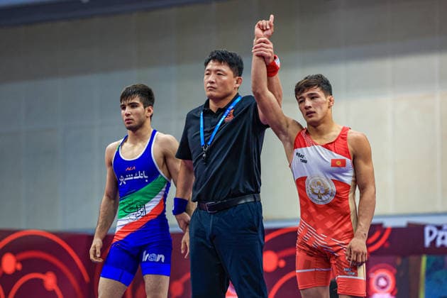 U20 Wrestling Asian Championships 2026 60kg GR - Alkham Abdirasulov (KGZ) df. Amirali Tayeb Heydari (IRI) *** 2026 U20 Asian Wrestling Championships, 60 kg Greco-Roman: Alkham Abdirasulov (KGZ) def. Amirali Tayeb Heydari (IRI) Copyright: xKadirxCaliskanx xUnitedxWorldxWrx Kadir Caliskan United World Wr