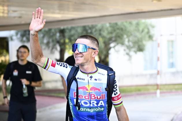 Belgian Remco Evenepoel of Red Bull-BORA-hansgrohe pictured before a training ahead of the 2026 Tour de France cycling race, Thursday 02 July 2026, in Barcelona, Spain. The 113th edition of the Tour de France starts on Saturday 4 July in Barcelona, Spain, and will finish in Paris, France on the 26th of July. JASPERxJACOBS  x180148741x