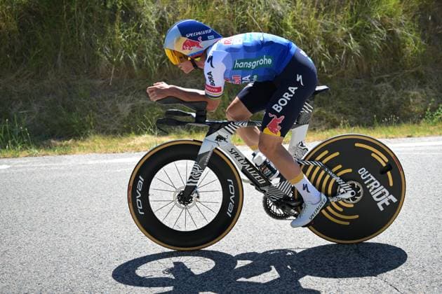 Belgian Remco Evenepoel of Red Bull-BORA-hansgrohe pictured in action during a time trial training ahead of the 2026 Tour de France cycling race, Thursday 02 July 2026, in Barcelona, Spain. The 113th edition of the Tour de France starts on Saturday 4 July in Barcelona, Spain, and will finish in Paris, France on the 26th of July. DAVIDxPINTENS  x180151391x