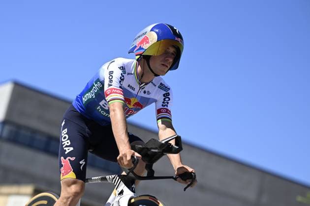 Belgian Remco Evenepoel of Red Bull-BORA-hansgrohe pictured before a time trial training ahead of the 2026 Tour de France cycling race, Thursday 02 July 2026, in Barcelona, Spain. The 113th edition of the Tour de France starts on Saturday 4 July in Barcelona, Spain, and will finish in Paris, France on the 26th of July. JASPERxJACOBS  x180153026x