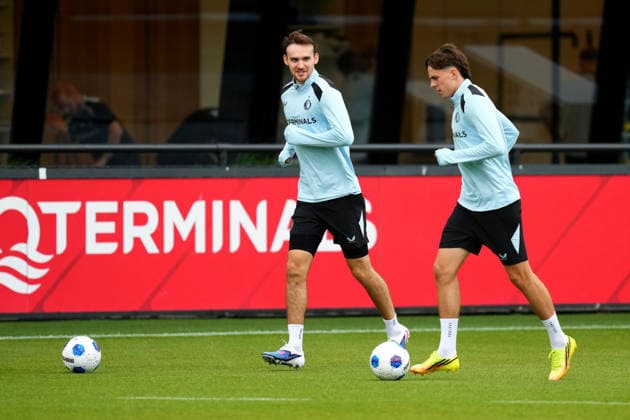 First training Feyenoord Rotterdam Rotterdam - Thomas Beelen of Feyenoord Rotterdam, Leo Sauer of Feyenoord Rotterdam during the first training in preparation of the 2026 2027 season. The training is set at Trainingscomplex 1908 on 2 July 2026 in Rotterdam, The Netherlands. (Hero Images Yannick Verhoeven) Copyright: xYannickxVerhoevenx