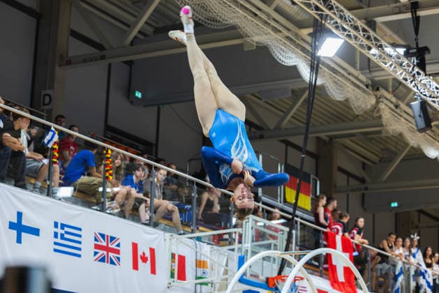 Wheel Gymnastics World Championships 2026 Rhönrad Weltmeisterschaft 2026 in der Sparkassen Arena Göttingen. Tag 02. Deutschland, Göttingen am 02. Juli 2026: Tag Zwei der Weltmeisterschaft in Rhönrad mit über 250 Athletinnen und Athleten aus 17 Nationen. Amy Harel aus Israel bei dem Disziplin Sprung (Vault). *** 2026 World Championships in Wheel Gymnastics: 2026 Rhönrad World Championships at the Sparkassen Arena in Göttingen, Day 2, Germany, Göttingen on July 2, 2026 Day Two of the Rhönrad World Championships with over 250 athletes from 17 nations Amy Harel from Israel in the vault event