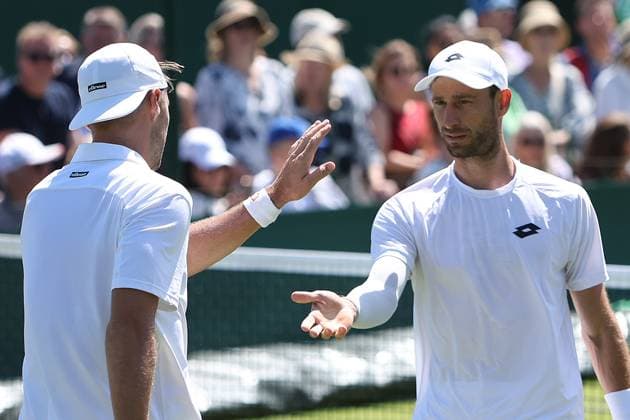 The Championships Wimbledon 2026- DAY 4- 02 07 2026 Great Britain, London, All England Lawn Tennis Club, The Championships Wimbledon 2026 - DAY 4- 02 07 2026 Belgian player Sander Gille (BEL) and his double partner Sem Verbeek (NED) pictured during his first double round in London , All England Lawn Tennis Club at The Championships Wimbledon 2026 LONDON GREAT BRITAIN  Copyright: xMélaniexJeusettex