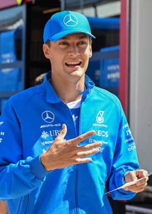 Formula 1, Arrivals, Silverstone, UK, 02 July, 2026. 02 July 2026. George Russell, Mercedes, in the Paddock at the Formula 1 Pirelli British Grand Prix at Silverstone, Northamptonshire, UK., Credit:Lee Floyd Lee Floyd - B3214 Avalon UK, Northamptonshire, London, Silverstone  Copyright: xLeexFloydx xLeexFloydx-xB3214x xAvalonx 1113939840