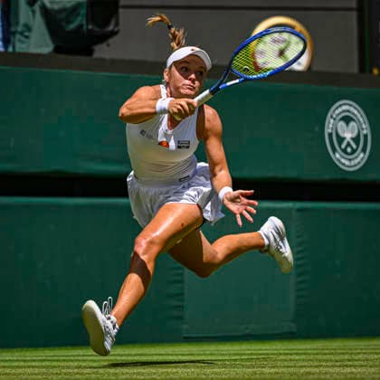 RECORD DATE NOT STATED 2nd July 2026; All England Lawn Tennis and Croquet Club, London, England; Wimbledon Tennis Tournament, Day Four; Katie Swan (GBR) plays a forehand in her second round match against Madison Keys (USA) GodfreyxPitt