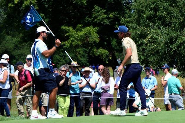 EICHENRIED, GERMANY - JULY 02: After his put, SCHOTT, Freddy (GER) at the Round 1 of the BMW International Open, Eichenried, Germany, DP World TOUR, Round 1 on July 02, 2026 in Eichenried, Germany, BMW International Open, Eichenried, Germany, 02.07.2026 Bavaria Germany Copyright: xPhotographer:xNilsxKoepkex