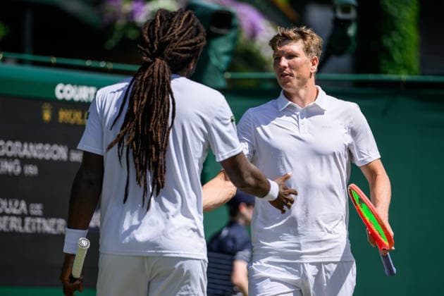 260702 Andre Göransson of Sweden during a first round men™s doubles match during day 4 of Wimbledon on July 2, 2026 in London. Photo: Jesper Zerman BILDBYRAN kod JZ JZ0746 tennis wimbledon 4 bbeng dubbel sverige *** 260702 Andre Göransson of Sweden during a first-round men’s doubles match on Day 4 of Wimbledon on July 2, 2026, in London. Photo by Jesper Zerman, BILDBYRAN, code JZ JZ0746, tennis, Wimbledon, 4, bbeng, doubles, Sweden  Copyright: JESPERxZERMAN BB260702JZ026