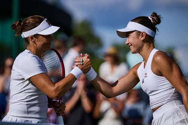 July 2, 2026, London, London, Great Britain: Tatjana Maria of Germany, Iva Jovic of United States during The Championships Wimbledon Tennis 2026: Grand Slam: The Championships Wimbledon: 3rd Day: 2nd RD: JOVIC 6:1 6:2 MARIA  - ZUMAs343 20260702_zsp_s343_189 Copyright: xMathiasxSchulzx
