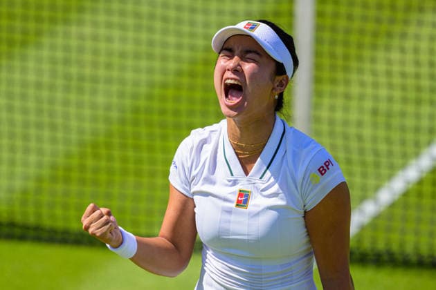 Day Four: The Championships - Wimbledon 2026 LONDON, ENGLAND JULY 02 - Alexandra Eala of Philippines reacts after winning her Ladies Single Second Round against Maya Joint of Australia at The Wimbledon Lawn Tennis Championship at Wimbledon on July 02, 2026 in London, England. (Photo by Keeran Marquis)  Copyright: xKeeranxMarquis Fotoarena SPPx Sportspressphoto_SPR182666
