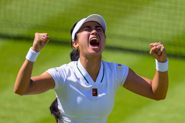 Day Four: The Championships - Wimbledon 2026 LONDON, ENGLAND JULY 02 - Alexandra Eala of Philippines reacts after winning her Ladies Single Second Round against Maya Joint of Australia at The Wimbledon Lawn Tennis Championship at Wimbledon on July 02, 2026 in London, England. (Photo by Keeran Marquis)  Copyright: xKeeranxMarquis Fotoarena SPPx Sportspressphoto_SPR182667