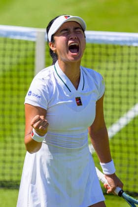 Day Four: The Championships - Wimbledon 2026 LONDON, ENGLAND JULY 02 - Alexandra Eala of Philippines reacts after winning Ladies Single Second Round against Maya Joint of Australia at The Wimbledon Lawn Tennis Championship at Wimbledon on July 02, 2026 in London, England. (Photo by Keeran Marquis)  Copyright: xKeeranxMarquis Fotoarena SPPx Sportspressphoto_SPR182668