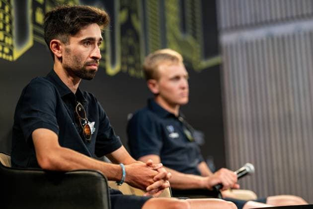 French Valentin Paret-Peintre of Soudal Quick-Step pictured during a press conference, PK, Pressekonferenz ahead of the 2026 Tour de France cycling race, Thursday 02 July 2026, in Barcelona, Spain. The 113th edition of the Tour de France starts on Saturday 4 July in Barcelona, Spain, and will finish in Paris, France on the 26th of July. DAVIDxPINTENS  x180177453x