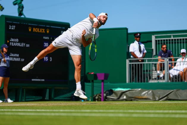 Jacob Fearnley during his second round match Wimbledon Tennis Championships, Day 4, The All England Lawn Tennis and Croquet Club, London, UK - 02 Jul 2026London The All England Lawn Tennis and United Kingdom  Copyright: xJamesxMarsh Shutterstockx 16970344ff