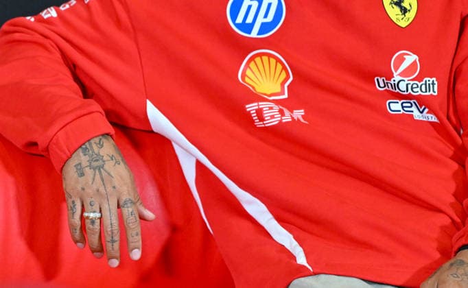 Formula 1, Silverstone, UK, 02 July, 2026. 02 July 2026. Lewis Hamilton, (Tattoos on right hand) Ferrari,during the Drivers Media Interview at the Formula 1 Pirelli British Grand Prix at Silverstone, Northamptonshire, UK., Credit:Lee Floyd Lee Floyd - B3214 Avalon UK, Northamptonshire, London, Silverstone  Copyright: xLeexFloydx xLeexFloydx-xB3214x xAvalonx 1113965021