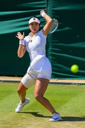 Day Four: The Championships - Wimbledon 2026 LONDON, ENGLAND JULY 02 - Alexandra Eala of Philippines during Ladies Single Second Round against Maya Joint of Australia at The Wimbledon Lawn Tennis Championship at Wimbledon on July 02, 2026 in London, England. (Photo by Keeran Marquis)  Copyright: xKeeranxMarquis Fotoarena SPPx Sportspressphoto_SPR182678