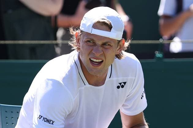 The Championships Wimbledon 2026- DAY 4- 02 07 2026 Great Britain, London, All England Lawn Tennis Club, The Championships Wimbledon 2026 - DAY 4- 02 07 2026 Belgian player Zizou Bergs (BEL) pictured during his second round against Jaime Faria (POR) in London , All England Lawn Tennis Club at The Championships Wimbledon 2026 LONDON GREAT BRITAIN  Copyright: xMélaniexJeusettex
