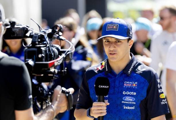 SILVERSTONE - Isack Hadjar (Red Bull Racing) speaks to the press at the Silverstone circuit ahead of the British Grand Prix. SANDER KONING ANP xVIxANPxSportx xxANPxIVx 562621095 originalFilename: 562621095.jpg