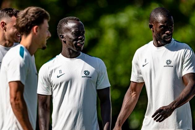 DALLAS - (m) Awer Mabil of Australia during the 2026 World Cup, training of Australia at Washburne Soccer and Track Stadium on July 2, 2026 in Dallas, United States. (Photo by Stefan Koops EYE4IMAGES DeFodi Images) - *** DALLAS — Awer Mabil of Australia during the 2026 World Cup, during Australia s training session at Washburne Soccer and Track Stadium on July 2, 2026, in Dallas, United States. Photo by Stefan Koops, EYE4IMAGES, DeFodi Images