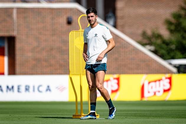 DALLAS - Cristian Volpato of Australia during the 2026 World Cup, training with Australia at Washburne Soccer and Track Stadium on July 2, 2026, in Dallas, United States. (Photo by Stefan Koops EYE4IMAGES DeFodi Images) - *** DALLAS: Cristian Volpato of Australia during the 2026 World Cup, training with the Australian national team at Washburne Soccer and Track Stadium on July 2, 2026, in Dallas, United States. Photo by Stefan Koops, EYE4IMAGES, DeFodi Images