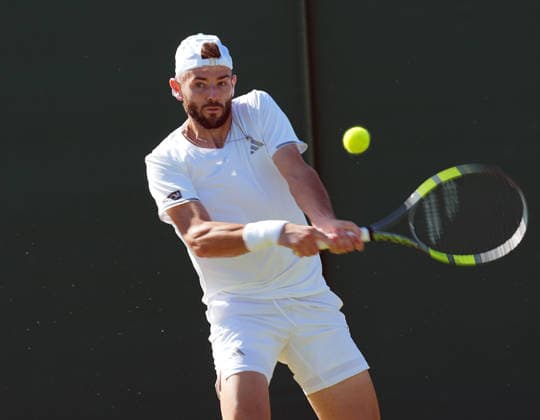 Tennis - 2026 Wimbledon Championships - Day Four (Week One) - All England Lawn Tennis & Croquet Club, London - Thursday 2nd July 2026 Mens Singles, Second Round: Jacob Fearnley (GBR) vs. Jaume Munar (ESP) Jacob Fearnley (GBR) COLORSPORT ANDREW COWIE 