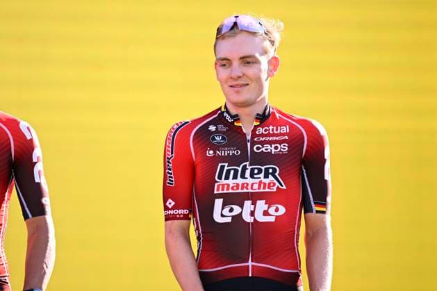 Tour de France 2026 Media Activities 02 07 2026 BARCELONA, SPAIN - JULY 02 : Zimmerman Georg (GER) of Lotto Intermarche on the podium pictured during the teams presentation prior to the 113rd edition of Tour de France an UCI World Tour 2.UWT Team Time Trial stage for Men Elite of 19 km with start in Barcelona and finish in Barcelona on July 2, 2026 in Barcelona, Spain, 02 07 2026 Barcelona Spain  Copyright: xTomasxSiskx