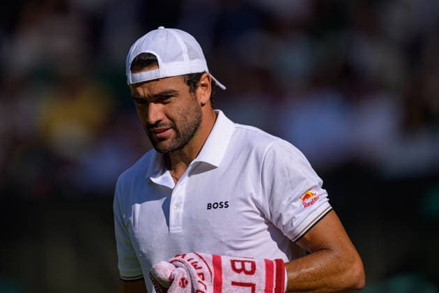 Day Four: The Championships - Wimbledon 2026 LONDON, ENGLAND JULY 02 - Matteo Berrettini of Italy during Gentlemen s Single Second Round against Arthur Fils of France at The Wimbledon Lawn Tennis Championship at Wimbledon on July 02, 2026 in London, England. (Photo by Keeran Marquis)  Copyright: xKeeranxMarquis Fotoarena SPPx Sportspressphoto_SPR182725