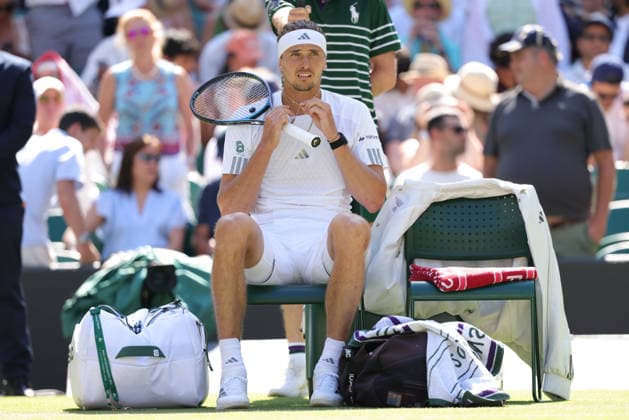 Alexander Zverev GER, during second round of 2026 All England Lawn Tennis Championships at Wimbledon, mens singles, London, 02 07 2026; - *** Alexander Zverev (GER), during the second round of the 2026 All England Lawn Tennis Championships at Wimbledon, men s singles, London, July 2, 2026 