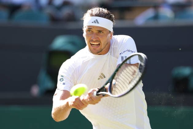 Alexander Zverev GER, during second round of 2026 All England Lawn Tennis Championships at Wimbledon, mens singles, London, 02 07 2026; - *** Alexander Zverev (GER), during the second round of the 2026 All England Lawn Tennis Championships at Wimbledon, men s singles, London, July 2, 2026 