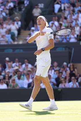 Alexander Zverev GER, during second round of 2026 All England Lawn Tennis Championships at Wimbledon, mens singles, London, 02 07 2026; - *** Alexander Zverev (GER), during the second round of the 2026 All England Lawn Tennis Championships at Wimbledon, men s singles, London, July 2, 2026 