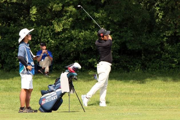 EICHENRIED, GERMANY - JULY 02: KANEKO, Kota (JPN) and his Caddy Tiger at the Round 1 of the BMW International Open, Eichenried, Germany, DP World TOUR, Round 1 on July 02, 2026 in Eichenried, Germany, BMW International Open, Eichenried, Germany, 02.07.2026 Bavaria Germany Copyright: xPhotographer:xNilsxKoepkex