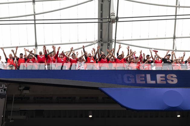 SOCCER - FIFA World Cup, WM, Weltmeisterschaft, Fussball 2026 INGLEWOOD,CALIFORNIA,USA,02.JUL.26 - SOCCER - FIFA World Cup, round of 32, Spain vs Austria. Image shows fans of AUT.  GEPAxpictures xArminxRauthner