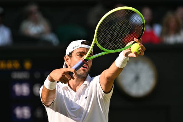 Wimbledon Tennis Championships 2026 - Day 4 LONDON, UNITED KINGDOM - July 02 : Matteo Berrettini of Italy plays in the Mens singles second round match against Arthur Fils of France during day four of The Wimbledon Tennis Championships at All England Lawn Tennis and Croquet Club on July 02, 2026 in London, United Kingdom. Ray Tang Anadolu London United Kingdom. Editorial use only. Please get in touch for any other usage.  Copyright: x2026xAnadoluxRayxTangx