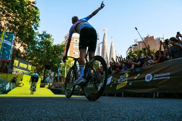 Slovenian Tadej Pogacar of UAE Team Emirates-XRG pictured at the team presentation of the 2026 Tour de France cycling race, Thursday 02 July 2026, in Barcelona, Spain. The 113th edition of the Tour de France starts on Saturday 4 July in Barcelona, Spain, and will finish in Paris, France on the 26th of July. DAVIDxPINTENS  x180194428x