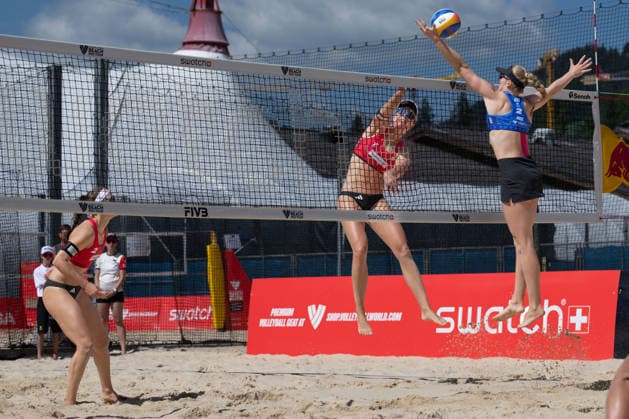 GSTAAD, SWITZERLAND - JULY 2: Svenja Müller (Player No. 1, GER) during the Beach Pro Tour - Elite 16 at Gstaad on July 2, 2026 in Gstaad, Switzerland. Switzerland Copyright: xPeterxWeberx