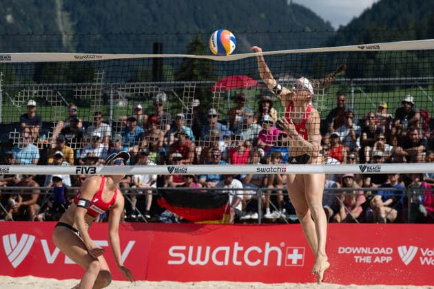 GSTAAD, SWITZERLAND - JULY 2: Cinja Tillmann (Player No. 2, GER) during the Beach Pro Tour - Elite 16 at Gstaad on July 2, 2026 in Gstaad, Switzerland. Switzerland Copyright: xPeterxWeberx