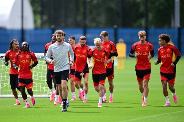Belgium s players pictured at a training session of Belgian national soccer team Red Devils, on Thursday 02 July 2026 in their base camp, home of the Seattle Sounders, Renton, Seattle, USA. The Rode Duivels - Diables Rouges qualified for the knockout stage of the 2026 FIFA World Cup, WM, Weltmeisterschaft, Fussball where they ll meet USA in the round of 16 on July 7th. DIRKxWAEM  x180194768x