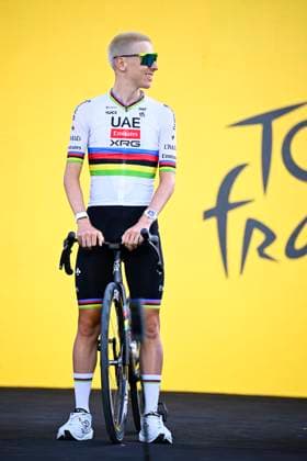 Tour de France 2026 Media Activities 02 07 2026 BARCELONA, SPAIN - JULY 02 : Pogacar Tadej (SLO) of UAE Team Emirates XRG on the podium pictured during the teams presentation prior to the 113rd edition of Tour de France an UCI World Tour 2.UWT Team Time Trial stage for Men Elite of 19 km with start in Barcelona and finish in Barcelona on July 2, 2026 in Barcelona, Spain, 02 07 2026 Barcelona Spain  Copyright: xTomasxSiskx