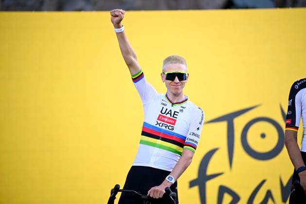Tour de France 2026 Media Activities 02 07 2026 BARCELONA, SPAIN - JULY 02 : Pogacar Tadej (SLO) of UAE Team Emirates XRG on the podium pictured during the teams presentation prior to the 113rd edition of Tour de France an UCI World Tour 2.UWT Team Time Trial stage for Men Elite of 19 km with start in Barcelona and finish in Barcelona on July 2, 2026 in Barcelona, Spain, 02 07 2026 Barcelona Spain  Copyright: xTomasxSiskx