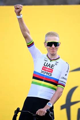 Tour de France 2026 Media Activities 02 07 2026 BARCELONA, SPAIN - JULY 02 : Pogacar Tadej (SLO) of UAE Team Emirates XRG on the podium pictured during the teams presentation prior to the 113rd edition of Tour de France an UCI World Tour 2.UWT Team Time Trial stage for Men Elite of 19 km with start in Barcelona and finish in Barcelona on July 2, 2026 in Barcelona, Spain, 02 07 2026 Barcelona Spain  Copyright: xTomasxSiskx