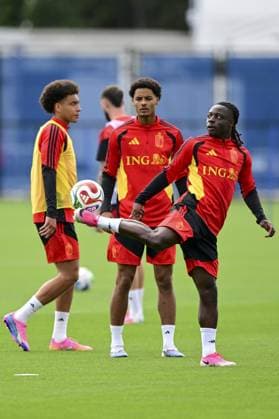 Belgium s Jeremy Doku pictured during a training session of Belgian national soccer team Red Devils, on Thursday 02 July 2026 in their base camp, home of the Seattle Sounders, Renton, Seattle, USA. The Rode Duivels - Diables Rouges qualified for the knockout stage of the 2026 FIFA World Cup, WM, Weltmeisterschaft, Fussball where they ll meet USA in the round of 16 on July 7th. DIRKxWAEM  x180196135x