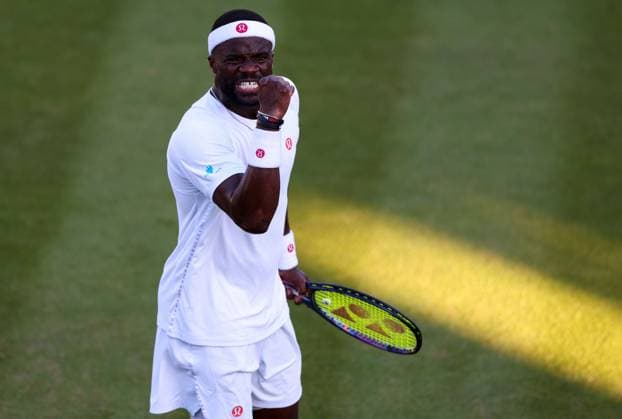 Frances Tiafoe celebrates winning the third set during his second round match Wimbledon Tennis Championships, Day 4, The All England Lawn Tennis and Croquet Club, London, UK - 02 Jul 2026London The All England Lawn Tennis and United Kingdom  Copyright: xKieranxMcManus Shutterstockx 16970349gw