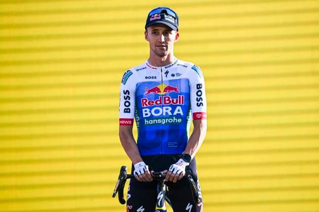 Tour de France 2026 Media Activities 02 07 2026 BARCELONA, SPAIN - JULY 02 : Lipowitz Florian (GER) of Red Bull BORA Hansgrohe on the podium pictured during the teams presentation prior to the 113rd edition of Tour de France an UCI World Tour 2.UWT Team Time Trial stage for Men Elite of 19 km with start in Barcelona and finish in Barcelona on July 2, 2026 in Barcelona, Spain, 02 07 2026 Barcelona Spain  Copyright: xSzymonxGruchalskix