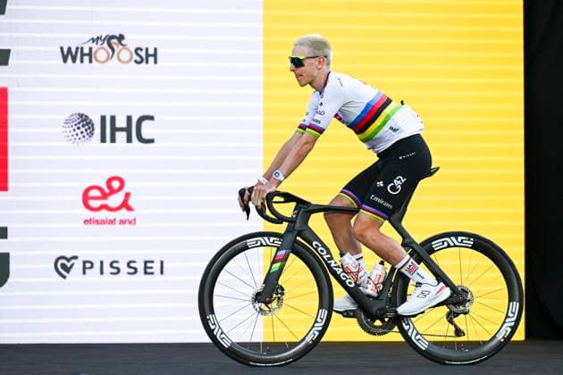 Tour de France 2026 Media Activities 02 07 2026 BARCELONA, SPAIN - JULY 02 : Pogacar Tadej (SLO) of UAE Team Emirates XRG on the podium pictured during the teams presentation prior to the 113rd edition of Tour de France an UCI World Tour 2.UWT Team Time Trial stage for Men Elite of 19 km with start in Barcelona and finish in Barcelona on July 2, 2026 in Barcelona, Spain, 02 07 2026 Barcelona Spain  Copyright: xSzymonxGruchalskix