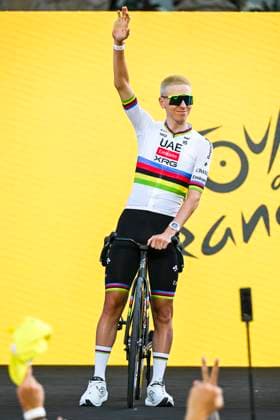 Tour de France 2026 Media Activities 02 07 2026 BARCELONA, SPAIN - JULY 02 : Pogacar Tadej (SLO) of UAE Team Emirates XRG on the podium pictured during the teams presentation prior to the 113rd edition of Tour de France an UCI World Tour 2.UWT Team Time Trial stage for Men Elite of 19 km with start in Barcelona and finish in Barcelona on July 2, 2026 in Barcelona, Spain, 02 07 2026 Barcelona Spain  Copyright: xSzymonxGruchalskix