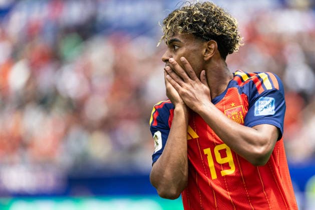 SOCCER - FIFA World Cup, WM, Weltmeisterschaft, Fussball 2026 INGLEWOOD,CALIFORNIA,USA,02.JUL.26 - SOCCER - FIFA World Cup, round of 32, Spain vs Austria. Image shows the disappointment of Lamine Yamal (ESP).  GEPAxpictures xArminxRauthner